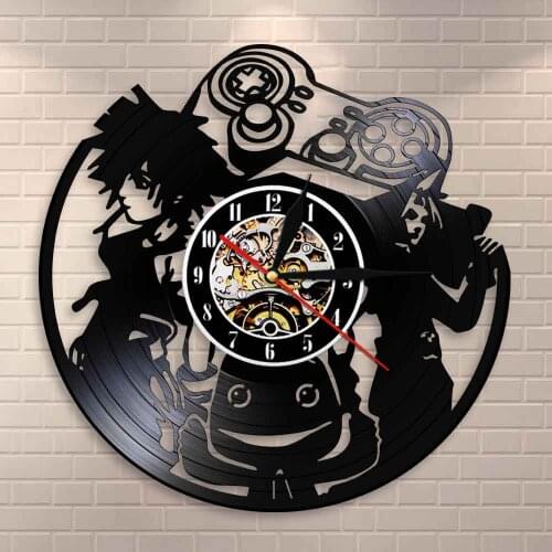 Classic Fighting Games Characters Ryu & Ken Masters Decorative Wall Clock Game Room Wall Art Memorabilia Vinyl Record Wall Clock