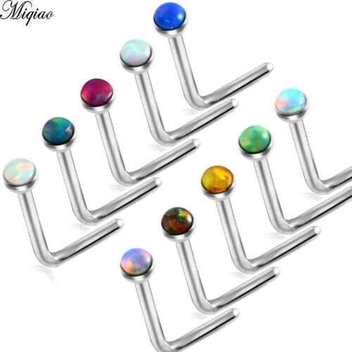 Miqio 1pc Opal Stone Nose Ring Nose Studs Septum Ring Piercing Body Jewelry for Women