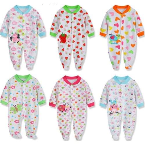 Baby boys girls footies jumpsuit lovely cartoon embroidery bear children clothes cotton long-sleeve onesuits 1 pcs