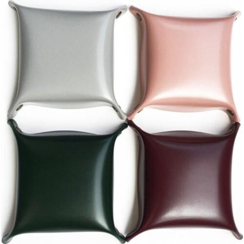 Leather DND Dice Tray Square Jewelry Key Wallet Coin Sundries Bins Desktop Storage Box Decorative Trays