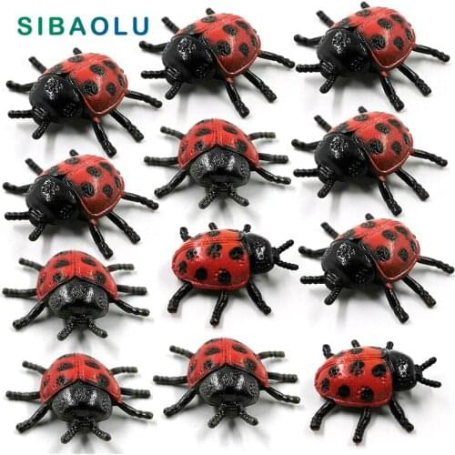 12pcs Insect Simulation mini Ladybug figurine Animal model Diy home decor miniature fairy garden decoration accessories modern