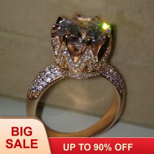 Fashion Jewelry Solitaire 8Ct Gem 5A Zircon stone Rose Gold Silver color Women Engagement Wedding Band Ring