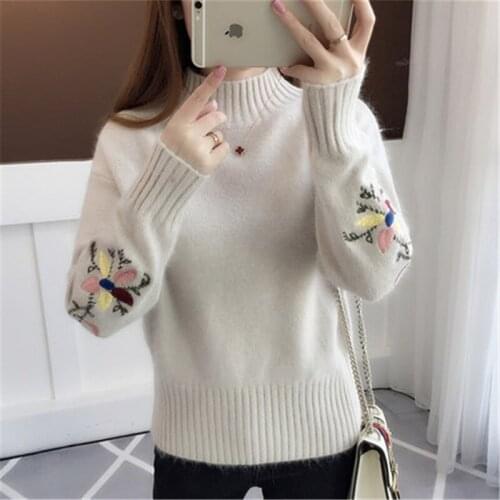 Womens Fashion Early Spring Sweaters Half Turtleneck Warm Sweater Female Autumn Pullovers Female Clothing LWL201