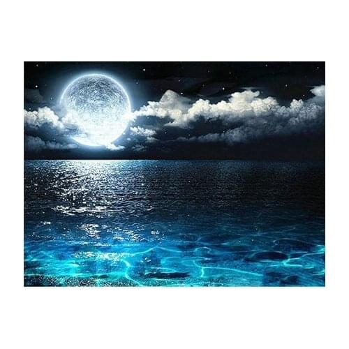 Sea diamond painting round moon rhinestone embroidery scenery mosaic sticker decor diamond dots posters wall papers lover gifts