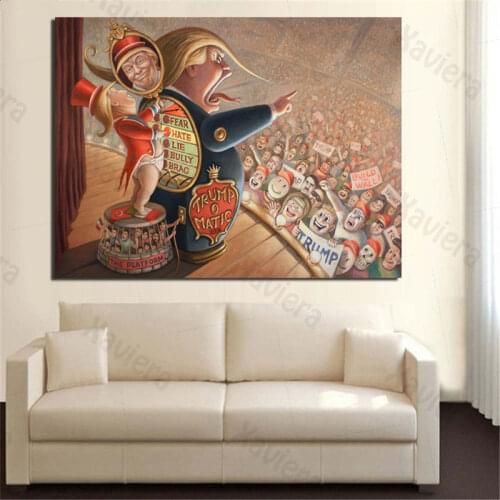 Cartoon Donald Trump Abstract Retro Poster American President Art Canvas Painting Nordic Modern Home Decor Living Room Frameless