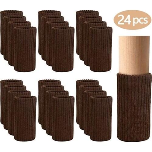 24 PCS Furniture Leg Socks Knitted Furniture Socks Chair Leg Floor Protectors for Avoid Scratches Furniture Pads Set