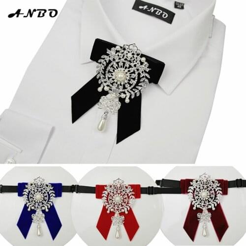 New free shipping mens male fashion casual Diamond pearl velvet collar BOW tie female Korean groom Groomsmen wedding master show