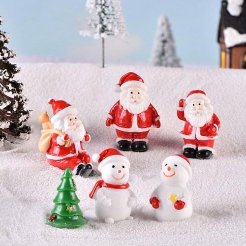 New Christmas Old Man Snowman Micro Landscape Snow Scene Train Box Christmas Socks Small Gift Bell Resin Decoration
