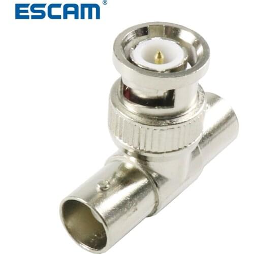 ESCAM BNC T Adapter Splitter Connector Coupler 1 Male to 2 Female CCTV Jack Plug