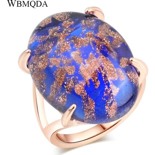Luxury 7 Colors Glass Stone Rose Gold Ring Bohemian Engagement Wedding Rings For Women Fashion Jewelry 2018 Free Shipping