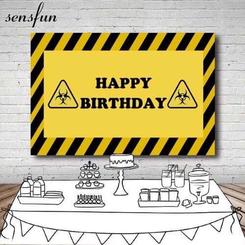 Sensfun Yellow Birthday Party Photography Backgrounds Construction Party Backdrop For Photo Studio Custom Vinyl Polyester