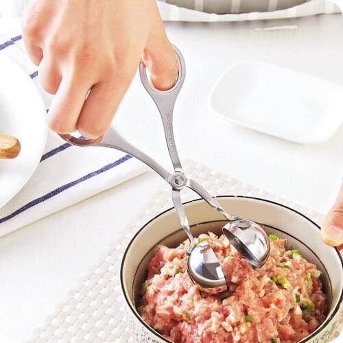 Stainless Steel Meat Baller Tongs Cake Meatball Maker Melon Baller Cookie Scoop Cake Rice Dough Kitchen Tools