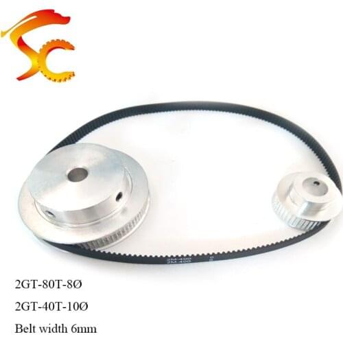 High quality,Timing Belt Pulley GT2 80 teeth 40 tooth Reduction 2:1/1:2 3D printer accessories belt width 6mm,Bore 8&10mm