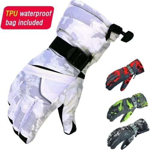 Unisex Men Women Ski Gloves Winter Warm Waterproof Anti-Cold Warm Gloves Snowboard Finger Gloves Mittens