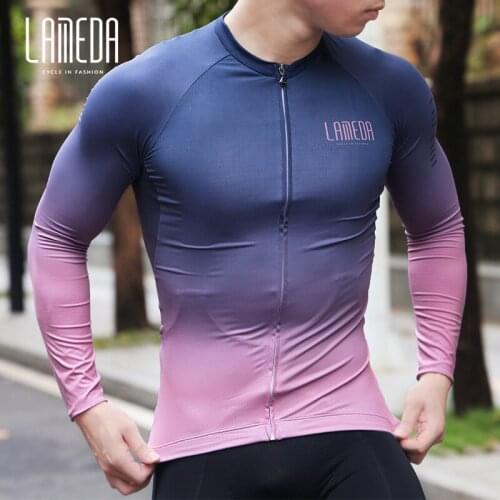LAMEDA Men Women Cycling Jersey Long Sleeve Sunscreen Road Bike Mountain Bike Cycling Jersey Tops Breathable Mesh Back Shirt
