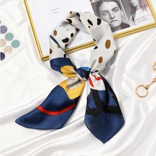 Yishine New 70x70cm Women Multifunction Polyester Silk Scarf Cute Rabbits Printed Satin Small Square Wraps Scarves Shawl Shawls