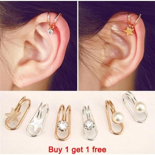 1pc Ear Cuff Pearl Crystal Earring Non-Piercing Ear Clips Fake Cartilage Earring Jewelry for Women Men Wholesale Gifts