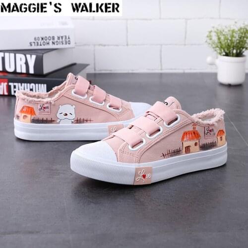 Maggies Walker Women Canvas Shoes Colorful Casual Shoes Lacing Platform low-top Hand-painted Canvas Outdoor Shoes Size 35~40