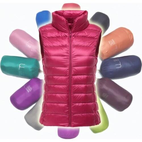 New Spring Autumn Fashion Light 90% White Duck Down Vest Women Mandarin Collar Waistcoat Female Sleeveless Windproof Vest Mw138