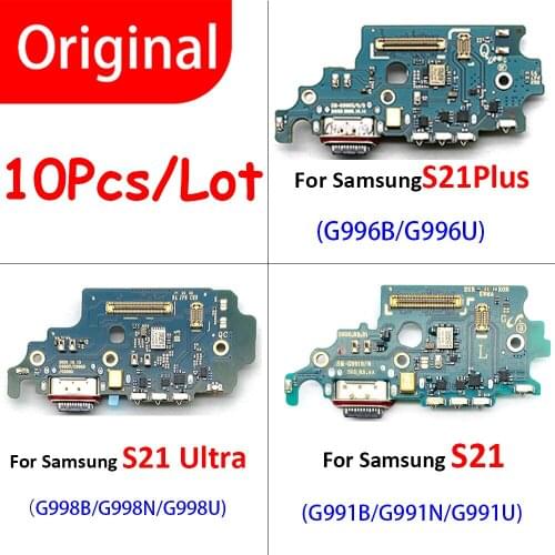 10Pcs , Original For Samsung S21 Plus Ultra G991U G991B G991N G996B G998U G998B G998N Charging Port Connector Board Flex Cable