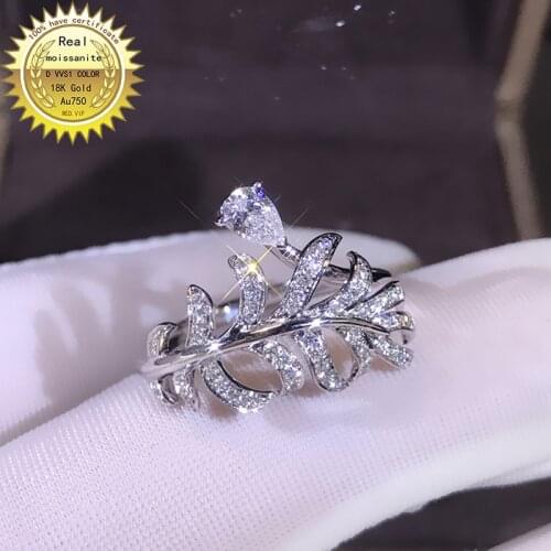 100%18K goldr ring DVVS moissanite ring Engagement&Wedding Jewellery with certificate 0029