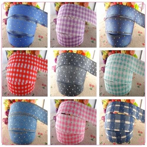 18071701, 1" 25mm 50 yards glitter silver dots printed grosgrain ribbons DIY handmade materials