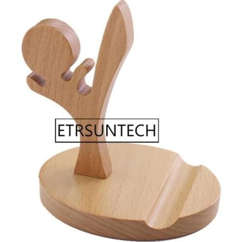 50pcs Universal Unique Wooden Kufung Style Cellphone Holder Stand Bracket For Smart Phones Portable Gifts For Friend