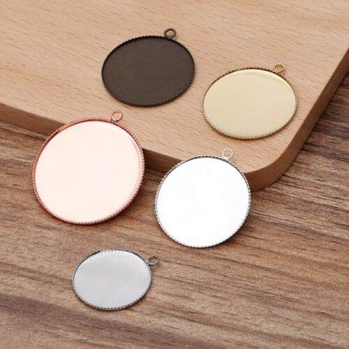 50 PCS Inner 20mm 25mm 30mm Metal Brass Pendant Base Teeth Bezel Charms For Jewelry Making