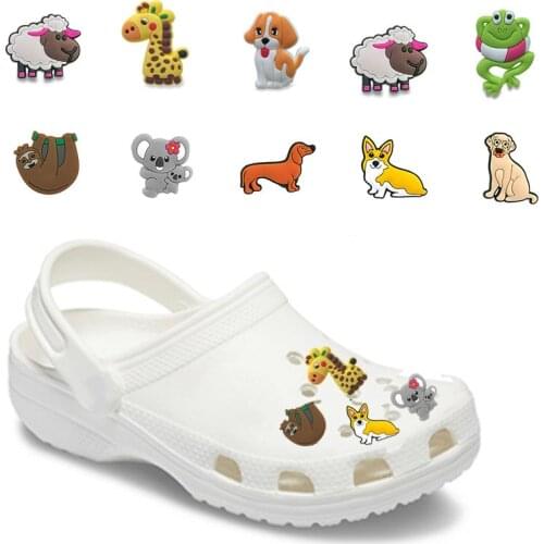 6-20pcs/lot Animal Dog Frog Sloth Koala PVC Shoe Charms Shoe Accessories Shoe Decorations Ornaments Fit Bracelets Kids Gift
