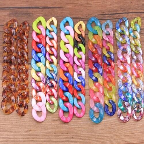 30PCS 5 Style Mix Color Acrylic Resin Chain Links DIY Earring Necklace Bracelet Bag Charm Accessories For Jewelry Making