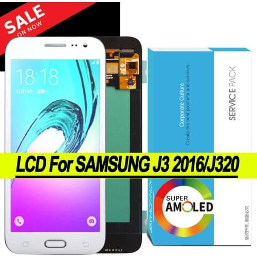 100% Original 5.0'' Display for Samsung Galaxy J3 2016 J320 J320F J320FN LCD Touch Screen Digitizer Repair Parts + Service Pack
