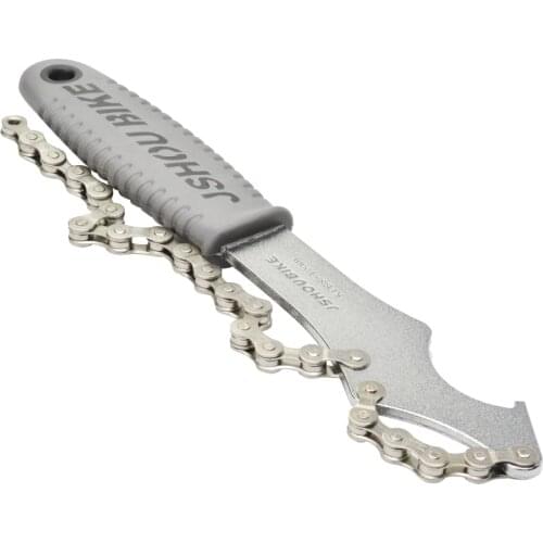 JSHOU bicycle belt flywheel sprocket lock ring removal wrench with chain whip cycling repair tool kit professional accessories