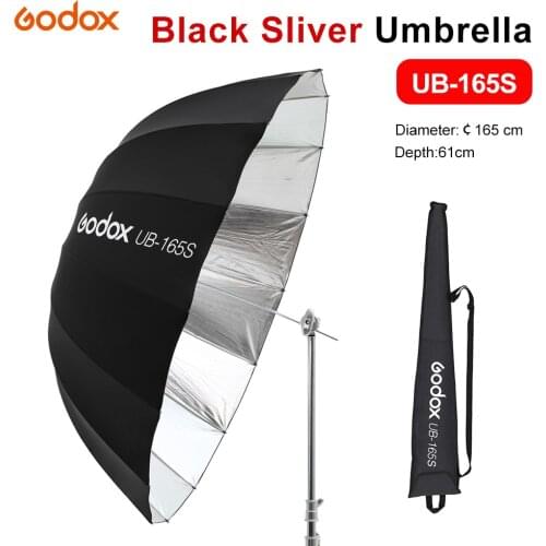 Godox UB-165S 65 inch 165cm Parabolic Black Reflective Umbrella Studio Light Umbrella with Black Silver Diffuser Cover Cloth