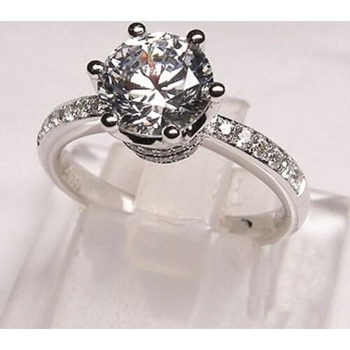 90% OFF Solitaire 1ct Lab Diamond Crown Ring Real 925 sterling silver Engagement Wedding band Rings for Women men Party Jewelry