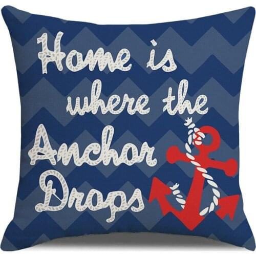 Nordic retro linen pillow case custom blue anchor animal sofa cushion pillow case cross-border household items