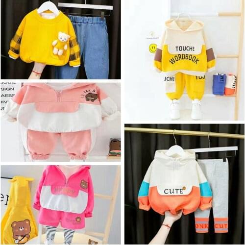 Baby Boy Spring Clothes Set Hooded Coat Kids Girls Pants And Top Set Children Sweatshirt Cartoon Clothing Fall Outfits 0-4 Years