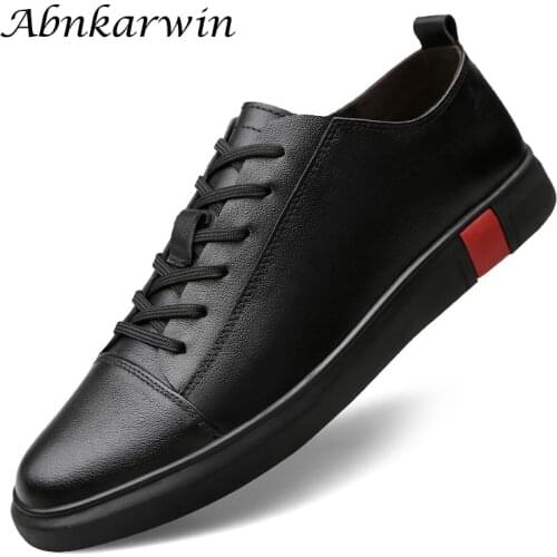 Autumn Black White Genuine Leather Sneakers Men Casual Non Slip Board Shoes Hot Sale For Dropshipping
