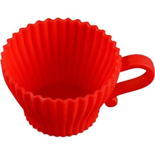 Kitchen Cake Tool Soft Round Silicone Muffin Mold Cupcake Liner Baking Cup Mold Egg Tart Cup with Handle LX8544
