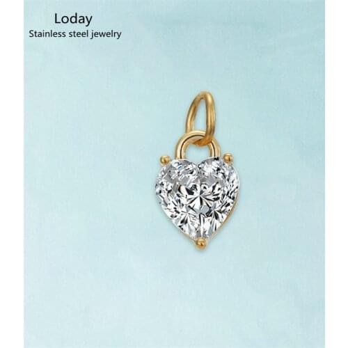 316L Stainless Steel Heart-shaped Zircon Pendants For Necklaces Bracelet Earring Charm DIY Jewelry Making Fashion Accessory Gift