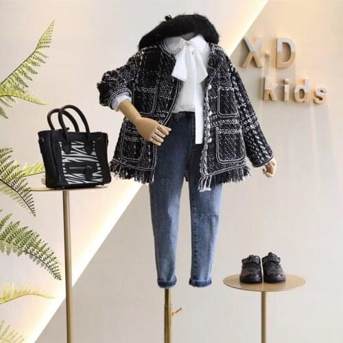 Outerwear Coat Jacket O-neck Collar Single Breasted Solid Regular Cotton New Fashion Simple Cute Cool Spring Autumn Girls