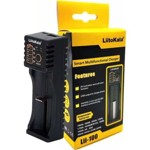 Liitokala Lii100 18650 Charger 1.2V 3.7V 3.2V AA/AAA 26650 NiMH Li-ion Battery Smart Charger 5V 2A EU Plug