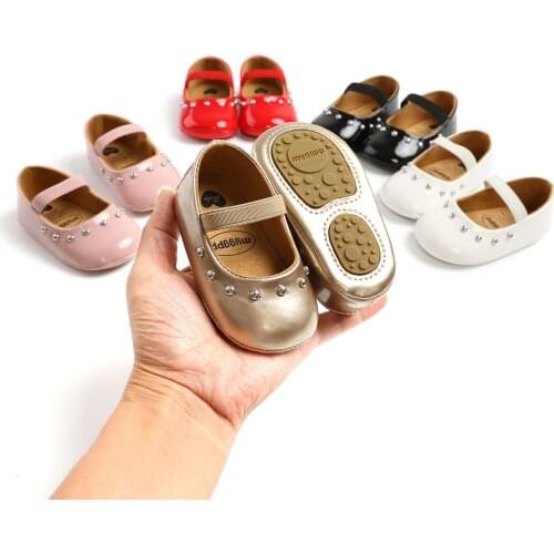 New Baby Moccasins Baby Girl Shoes PU Leather Shoes Soft Sole Anti-slip First Walkers Newborn Girls Pink White Black Shoes