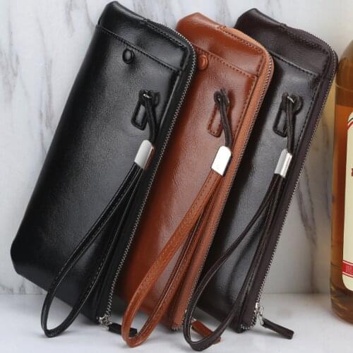 Mens Faux Leather Zip Wallet Ombre Hombre Portfe Carte Card Holder Carteira Masculina Carteras Billetera Coin Purse Long Clutch