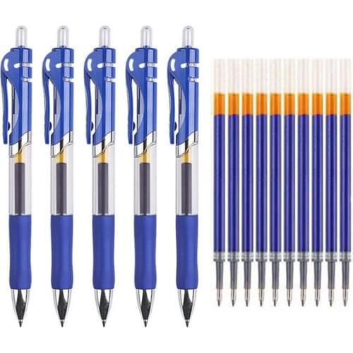 Retractable Gel Pen Set 0.5mm Black/Red/Blue Ink Colored Gel Pen Replaceable Refills Rod Set Signature Pen