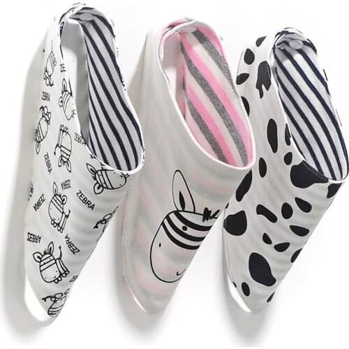 Baby Bibs 3 pieces/pack Adjustable Snaps Absorbent ,Newborn Infant Girls Boys Bibs For Drooling Teething