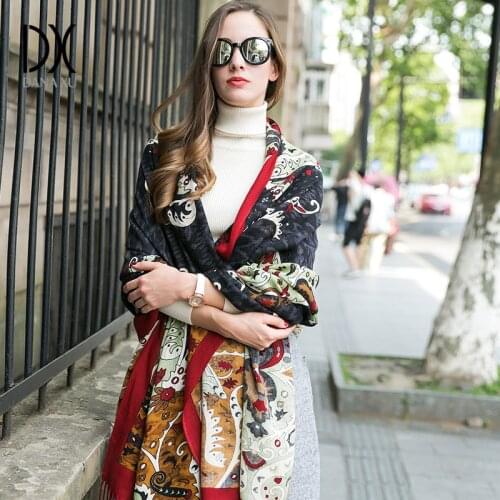 2019 New Winter Women Scarf Luxury Brand 100% Pure Wool Large Size Bandana Cape Hijab Blanket Shawls and Wraps Cashmere Pashmina