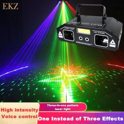 New 3 IN 1 DJ Disco Laser Beam Scanner Patterns Star Strobe Light Projector Party Holiday Bar Dance KTV Stage Lighting Effect