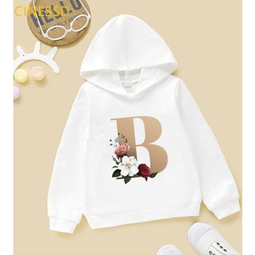 Harajuku Casual Hoodie Kids 26 Alphabet Golden Print Sweatshirt Childrens Keep Warm Long sleeve Tops Tee Girls