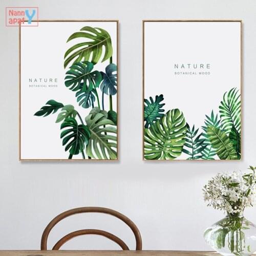 Nature Tropical Wall Art Canvas Painting Monstera Fresh Leaf Plant Posters And Prints Wall Pictures for Living Room Home Decor