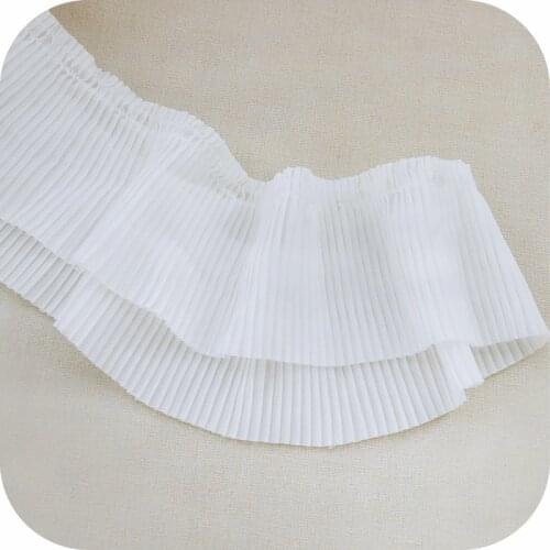 120D Chiffon Organ Pleated Lace Ribbon 65mm Width DIY Apparel Sewing Fabric Black White Rose Red Pink Lace Trim Dress Decoration